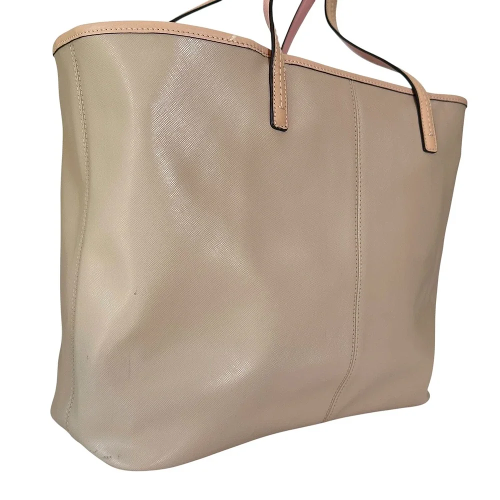 Coach Tote Bag Park‎ Metro F24341 Beige Leather Pink Trim Shoulder Purse